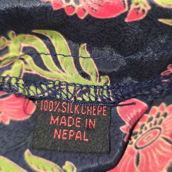 Vintage Silk Halter Neck Dress Large Floral Fringe Open Back Beach Cover Up - Picture 6 of 6